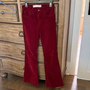 Red Corduroy Flare Pants
